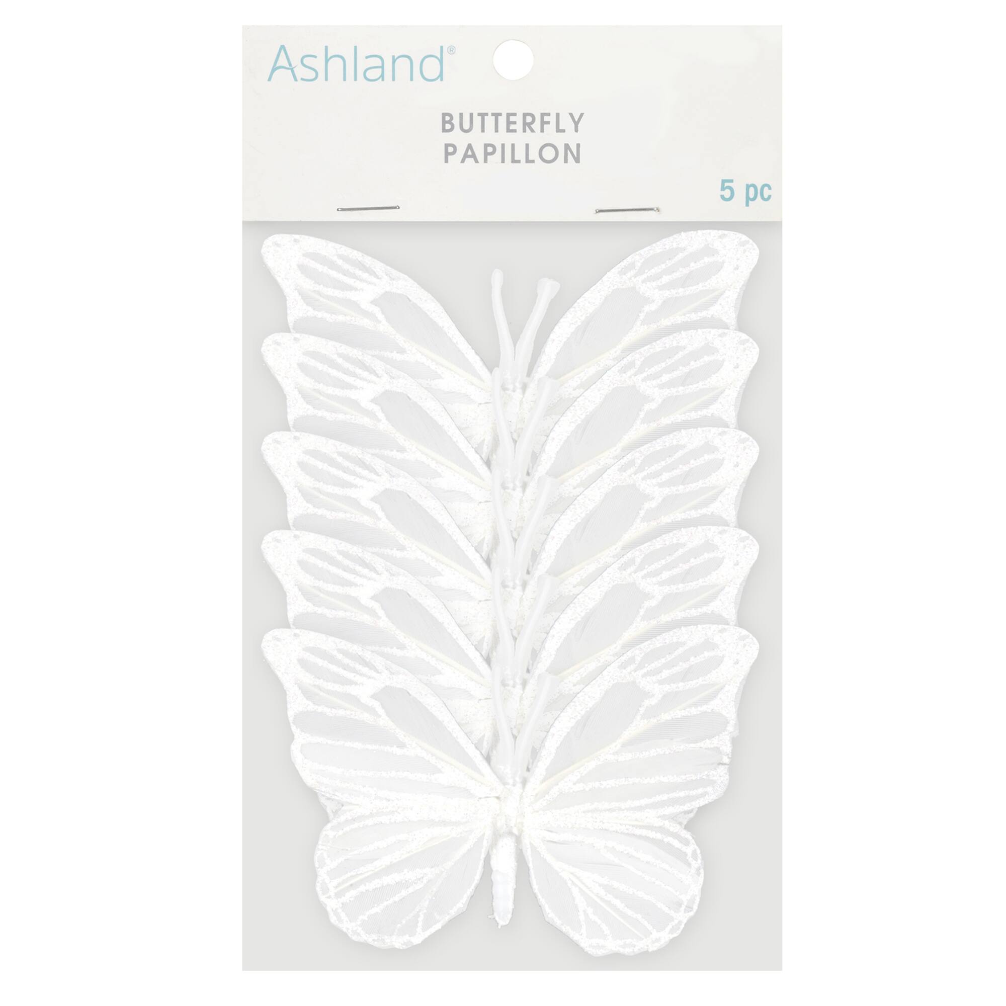 8 Packs: 5ct. (40 total) 4" White Feather Butterflies by Ashland®